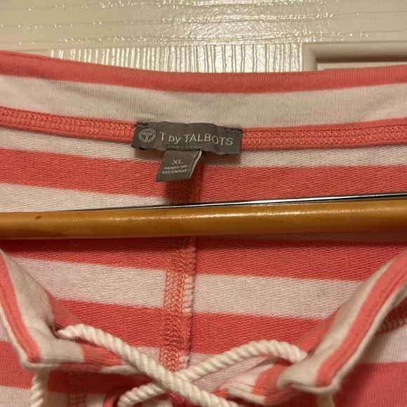 T. By Talbots size L Terry Cloth pink and white striped casual dress. - Picture 2 of 4